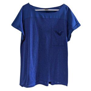 Calvin Klein Jeans Women's Short Sleeve Shirt Blue Size XXL Plus Size Semi Sheer